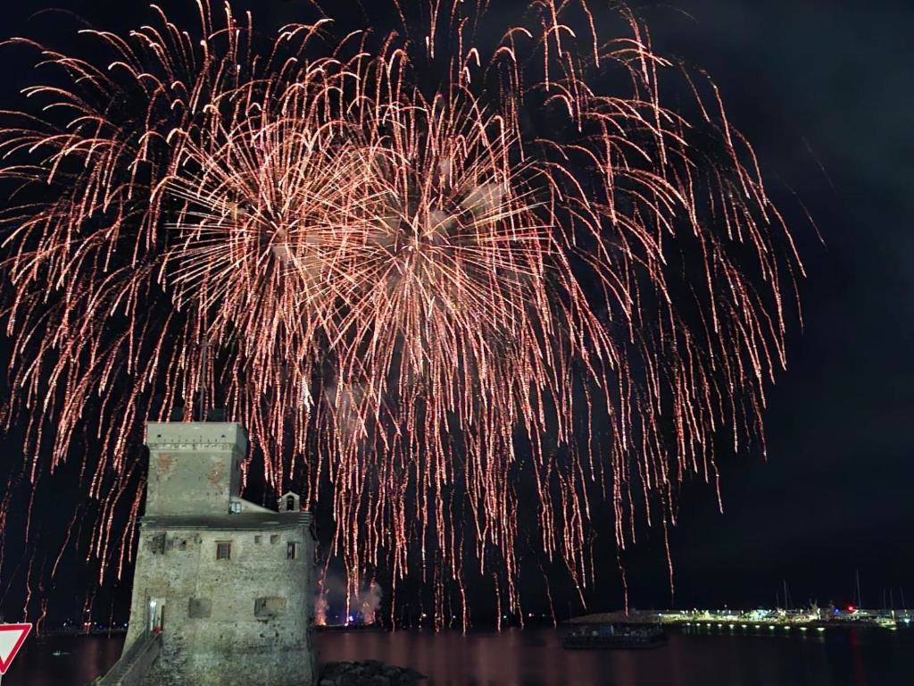 Fireworks over Rapallo castle during the July Feste